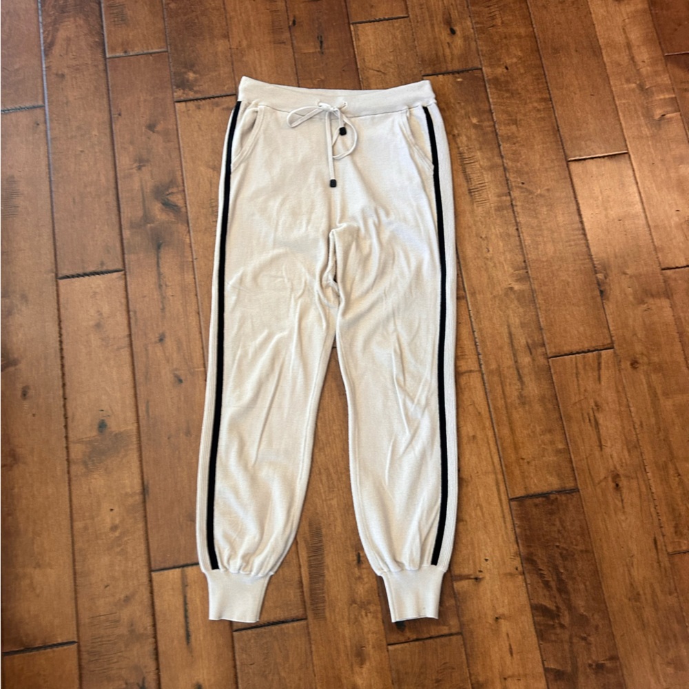 $159 Blanc Noir Women's Ivory Ribbed Drawstring Jogger